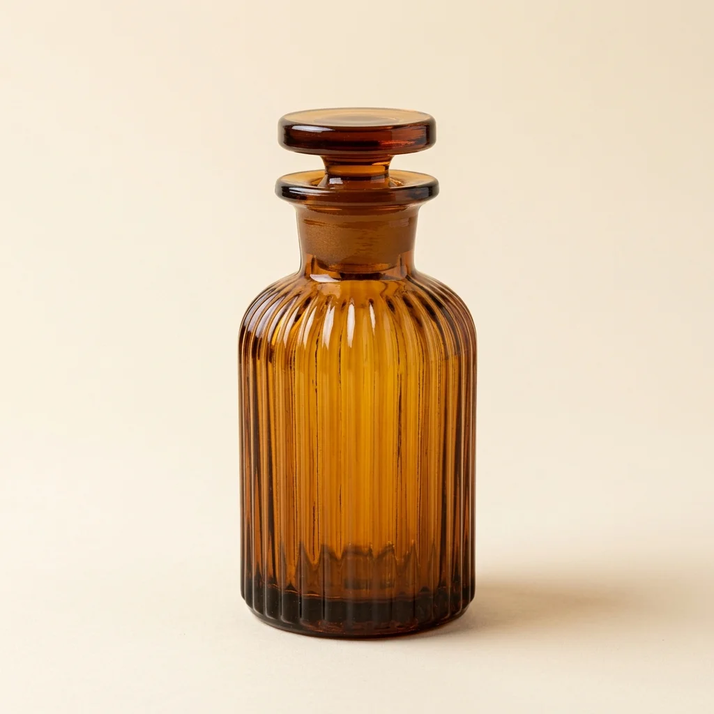 1922 Ribbed Amber Glass Storage Flacon