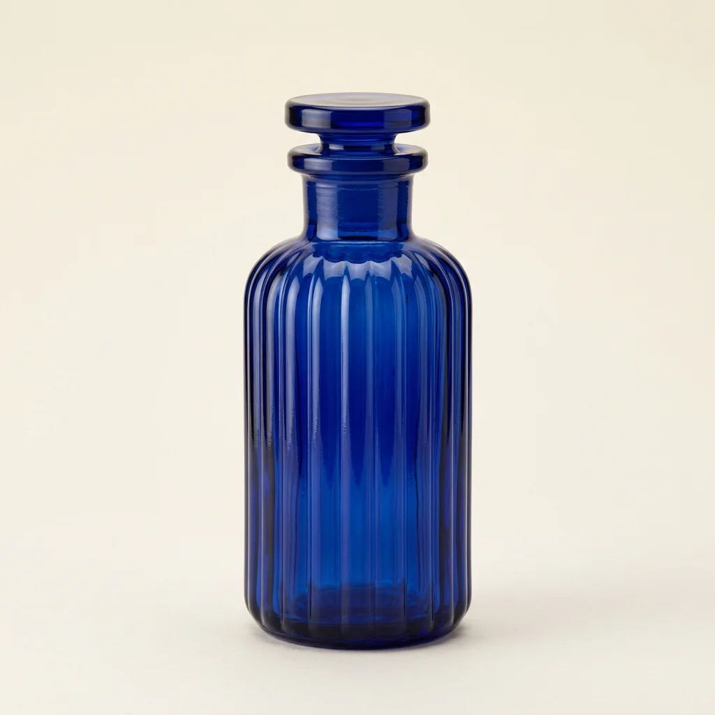 Item #542 - Fluted Cobalt Dropper Vessel (100ml Counter Flask)